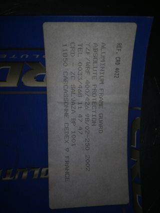 Cubre chasis honda yzf/wr 98-02 aluminio