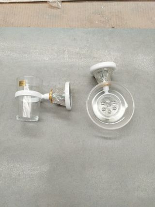 Caja accesorios baño blanco/cristal/oro