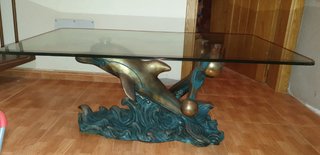 Mesa de Cristal y Bronce