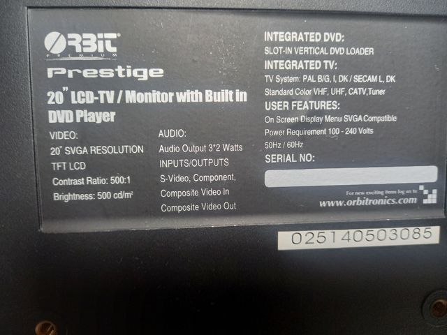 Televisión Orbit, con DVD incorporado