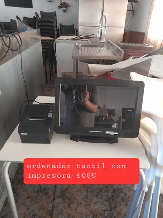 Ordenador táctil y impresora y cajón de
