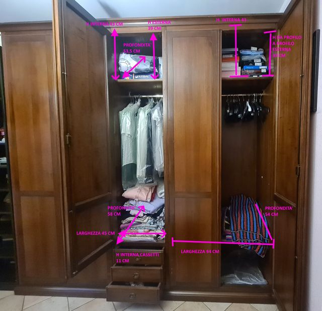 camera matrimoniale in noce, libreria,nascondiglio