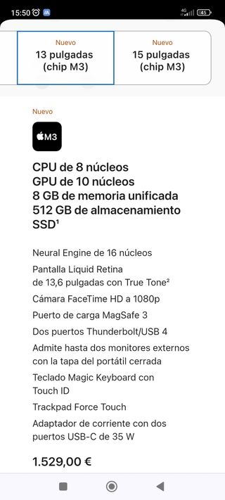 - Macbook Air 13.6 M3 8/512Gb Precintado
