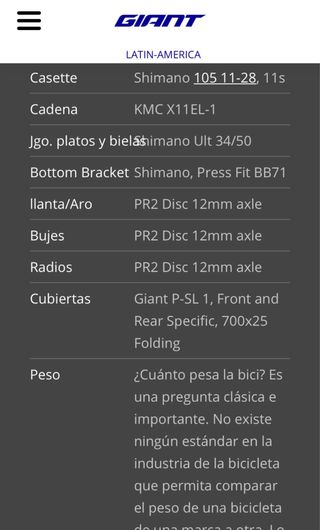 Bicicleta de carbono Giant