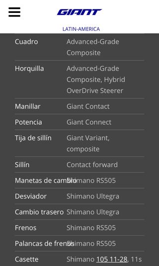 Bicicleta de carbono Giant