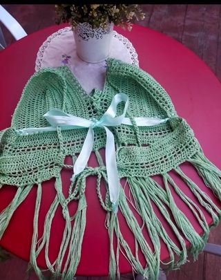 Top verde agua , hecho a mano artesanal