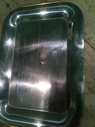 Vassoio acciaio 27x39 cm vintage 1 kg