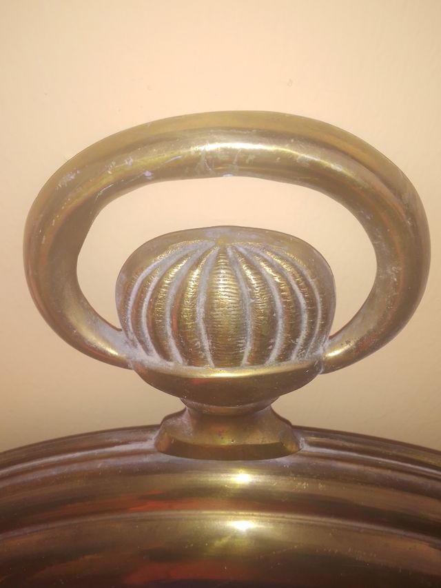 Antiguo Espejo Redondo de Cobre