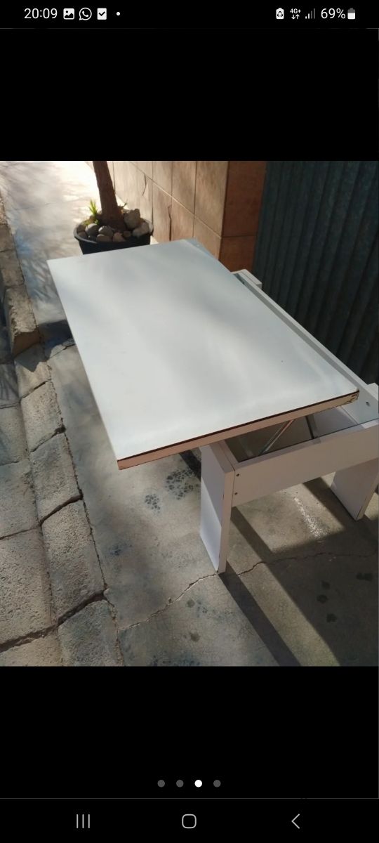 Mesa centro elevable blanc