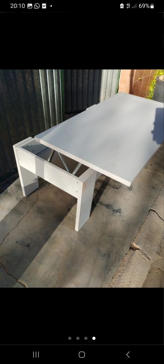 Mesa centro elevable blanc