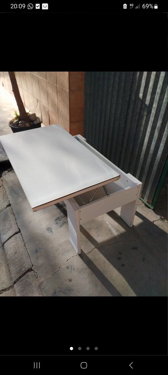 Mesa centro elevable blanc