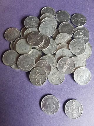 LOTE 20 MONEDAS DE 50 CTS PESETA FRANCO 1966