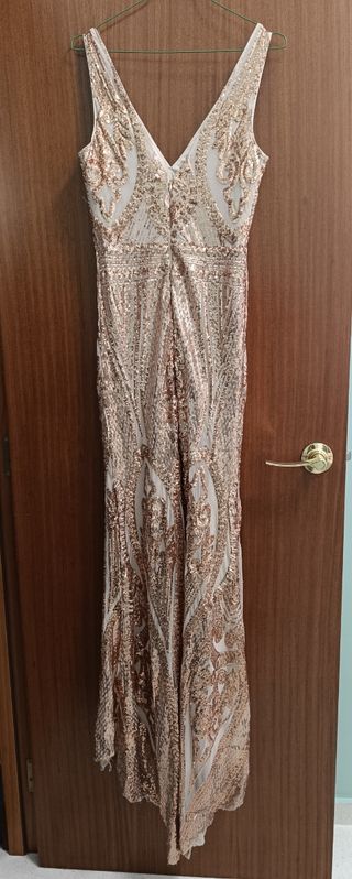 Vestido fiesta lentejuelas champagne