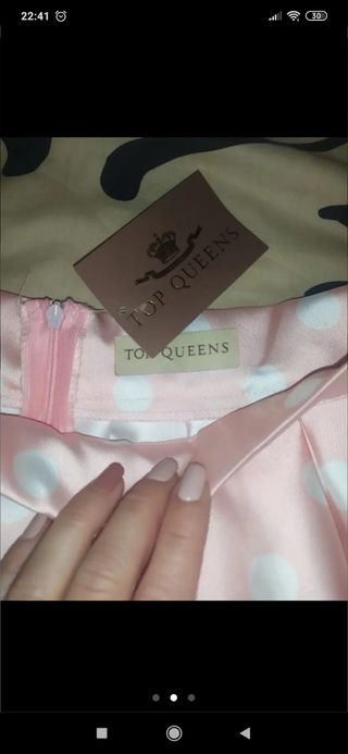 Falda TOP QUEENS S Nueva rosa lunares