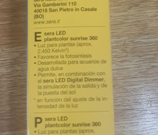 Luz led para plantas sera . 360 mm.