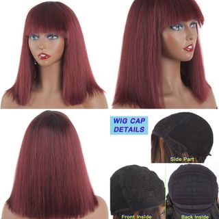 Peluca cabello humano 100% natural remy burdeos