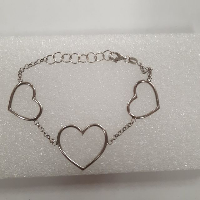 Braccialetto argento 3 cuoricini cm 19