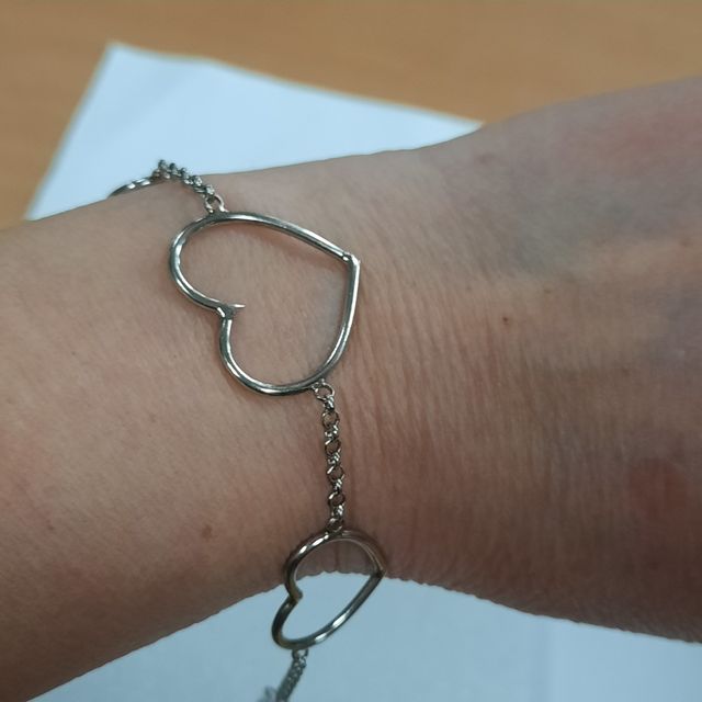 Braccialetto argento 3 cuoricini cm 19