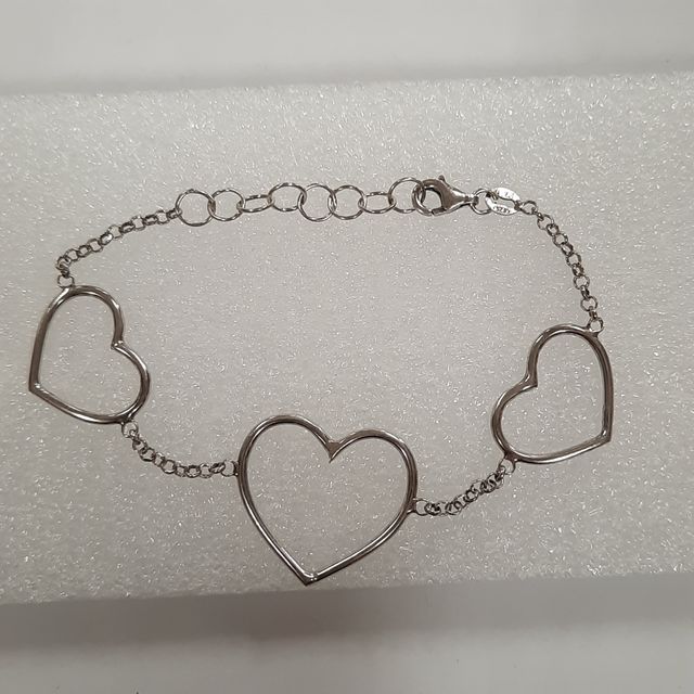 Braccialetto argento 3 cuoricini cm 19