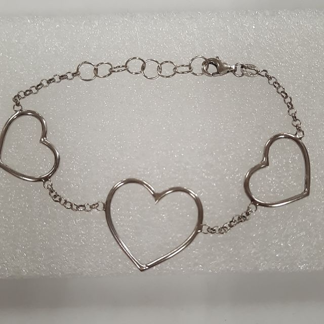 Braccialetto argento 3 cuoricini cm 19