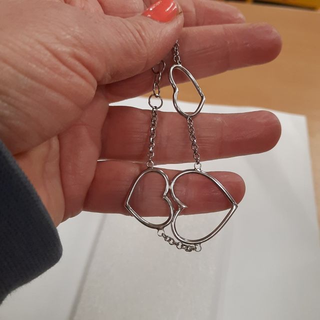 Braccialetto argento 3 cuoricini cm 19