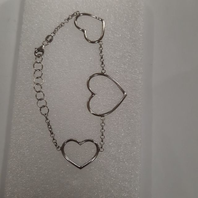 Braccialetto argento 3 cuoricini cm 19