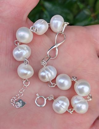 Pulsera, plata ley y perlas 