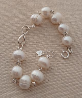 Pulsera, plata ley y perlas 