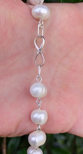 Pulsera, plata ley y perlas 