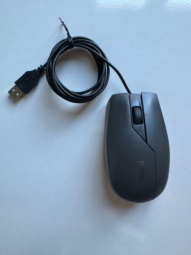 Raton fujitsu cable usb optico gris
