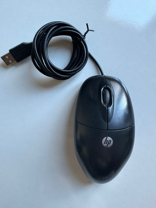 Raton HP negro cable usb optico