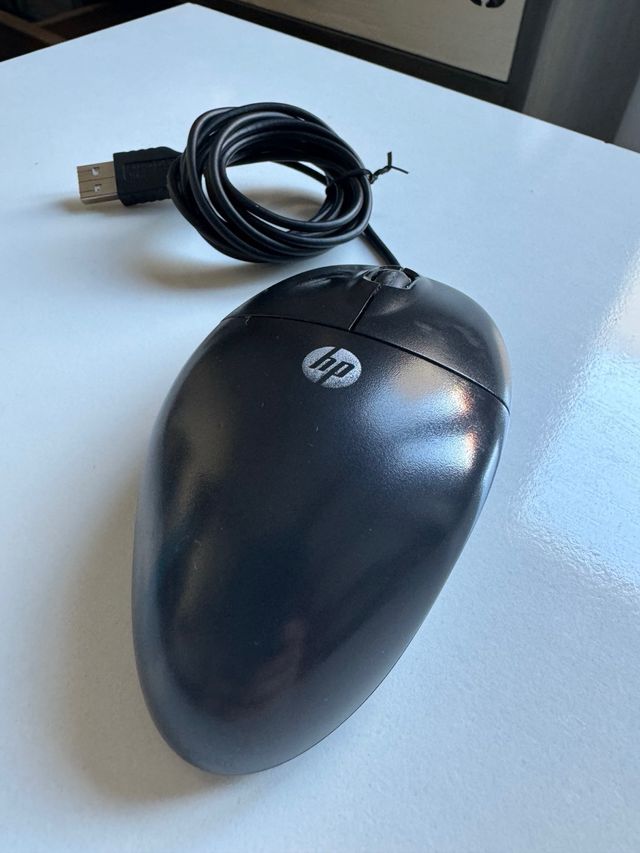 Raton HP negro cable usb optico