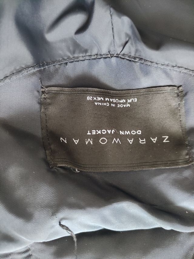 Plumífero pluma natural. Zara. Azul marino