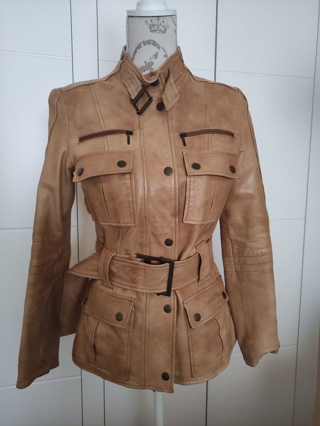Cazadora piel Camel