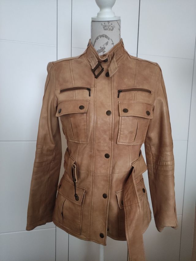 Cazadora piel Camel