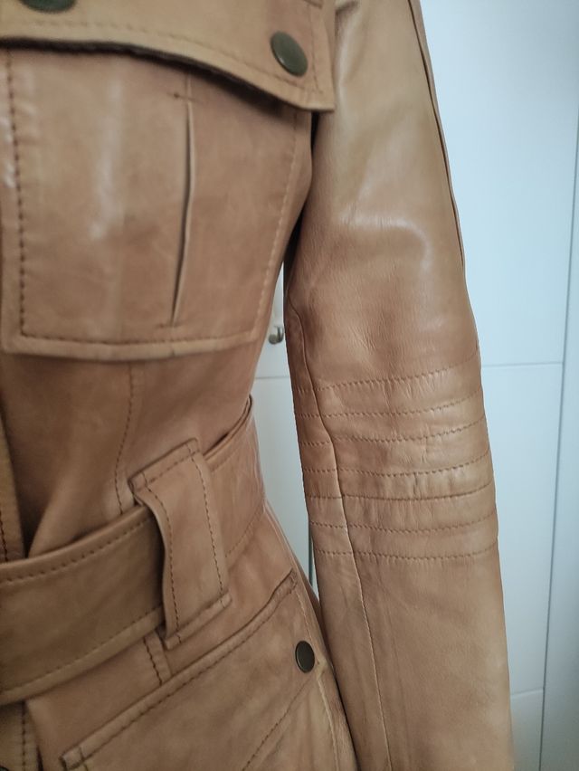 Cazadora piel Camel