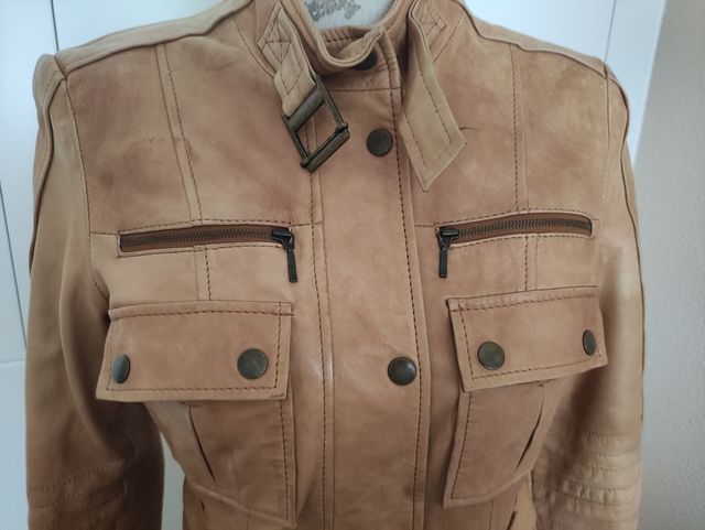 Cazadora piel Camel