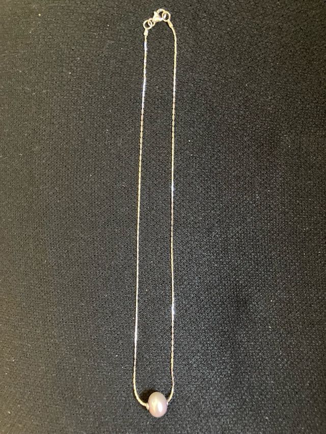 collar plata ley y perla auténtica