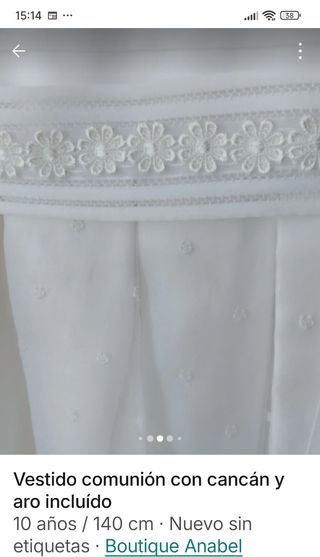 Vestido comunión, talla 10, cancán incluído, nuevo