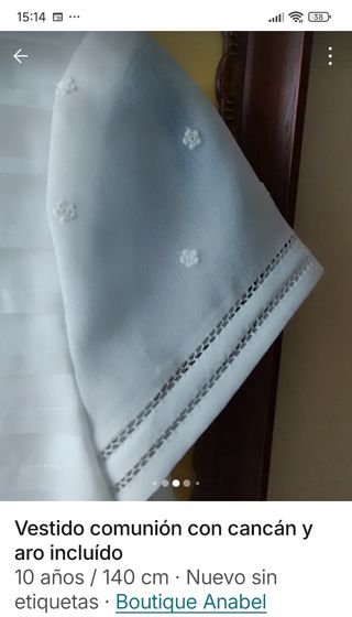 Vestido comunión, talla 10, cancán incluído, nuevo