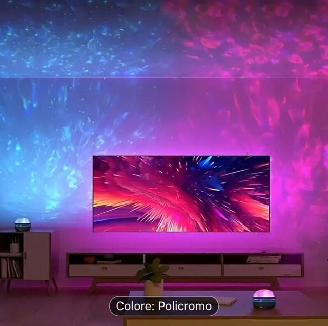 LUCE NOTTE SFERICA ROTANTE LED RGB CON CIELO STELL