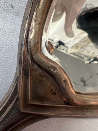 Specchio vintage in argento 800 decoro posteriore