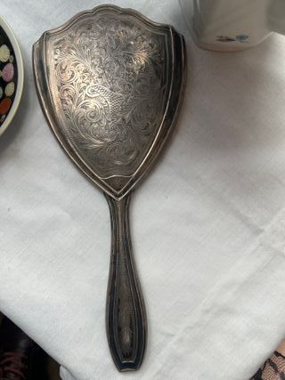 Specchio vintage in argento 800 decoro posteriore