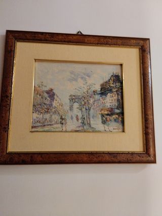 Quadro con tela dipinta. Vintage