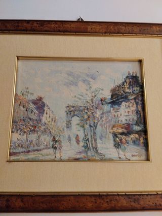 Quadro con tela dipinta. Vintage