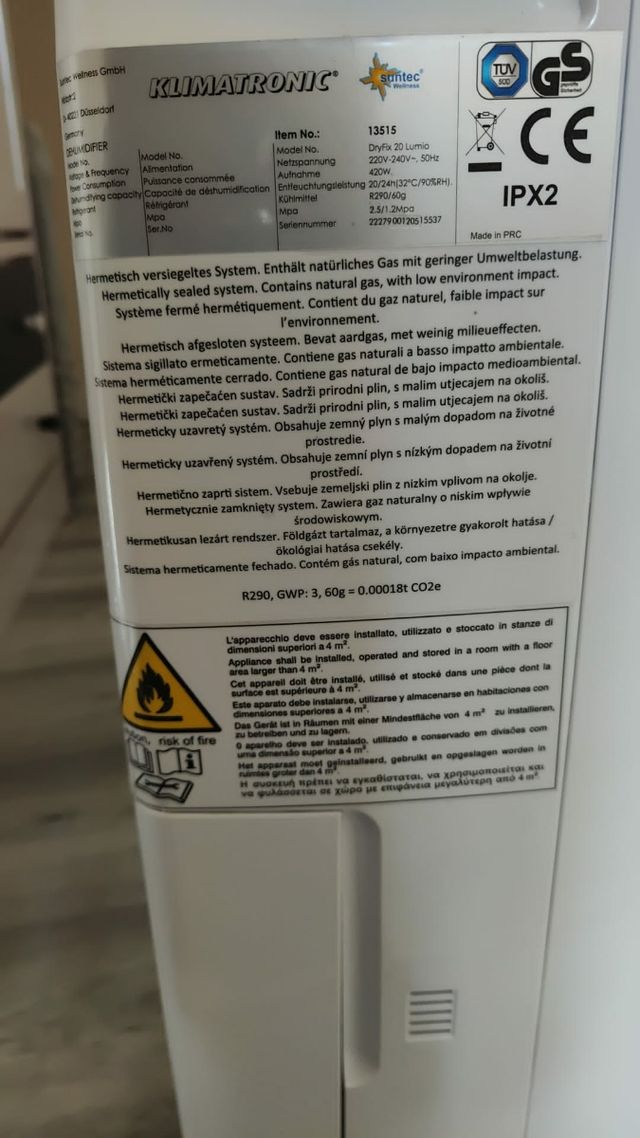 Deshumidificador alemán potente