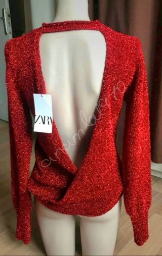 Jersey espumillón espalda descubierta zara