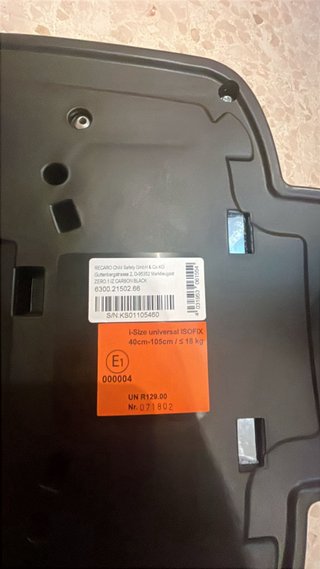 Silleta coche isofix RECARO / De 0-18 kg.