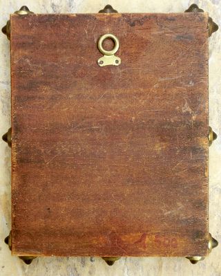 ICONO ESMALTE SOBRE MADERA VIRGEN TACHUELAS RARO