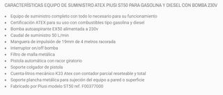 Bomba de combustible Atex Piusi 230V con contador